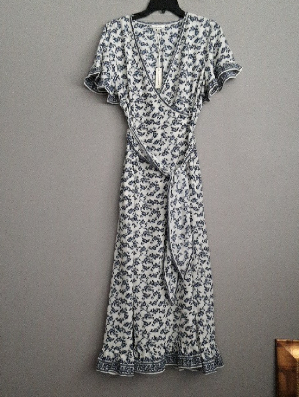 Max Studio Blue and cream Floral Wrap Maxi Dress